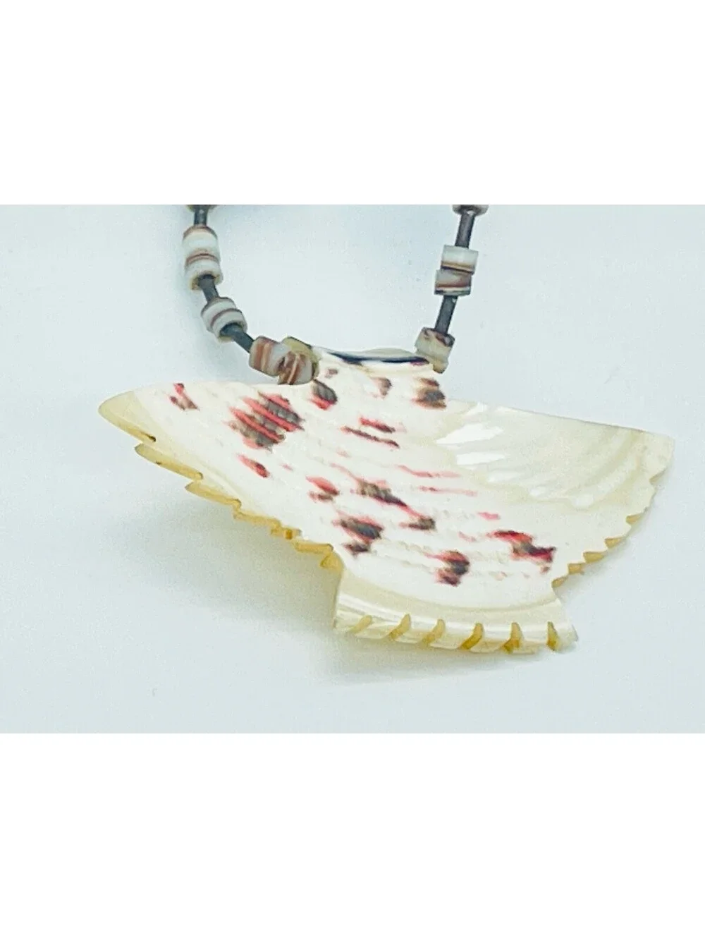 Heishi Shell Mother of Pearl Abalone Carved Bird Choker Native American 17in